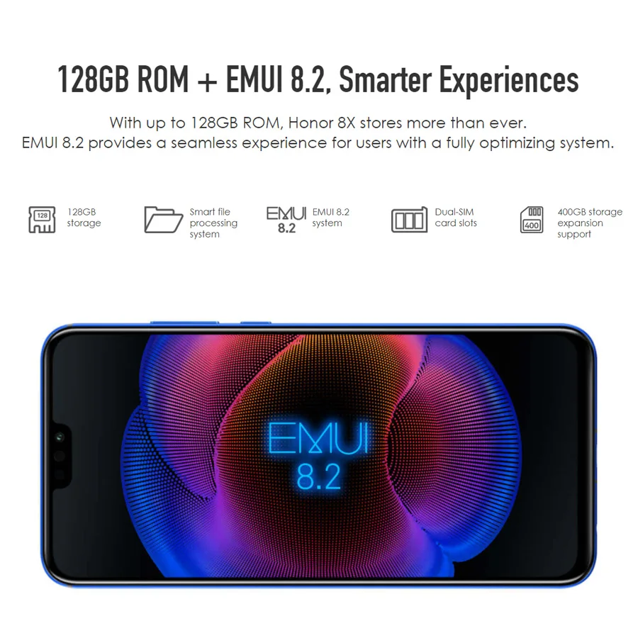 Смартфон honor 8x с 6 5 дюймовым дисплеем восьмиядерным процессором Kirin 710 ОЗУ 4 Гб ПЗУ