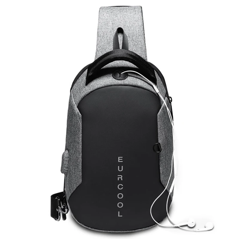 

Shoulder men's bag USB Charging Port 10.5 inch Ipad Crossbody Bags Water Repellent Fashion Chest Bag n1825