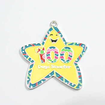 

Newest 48mm*48mm 10pcs/lot Colorful Star With The Letter ' 100 Days Smarter' Pendants