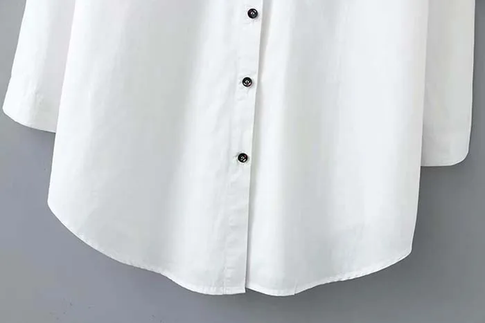Plus size bird Embroidery women loose blouse spring autumn casual ladies cotton white shirts female tops