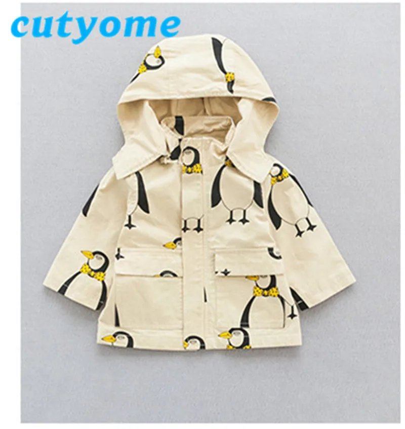 Cutyome Spring Autumn Children Hooded Outerwear Jackets Boys Girls Cartoon Style Casual Windbreaker Kids Cotton Fashion Clothes