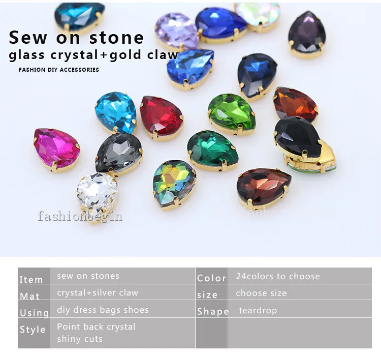 4320 Drop Sewing Stones And Crystals Strass Needlework Teardrop Sew on with Claw