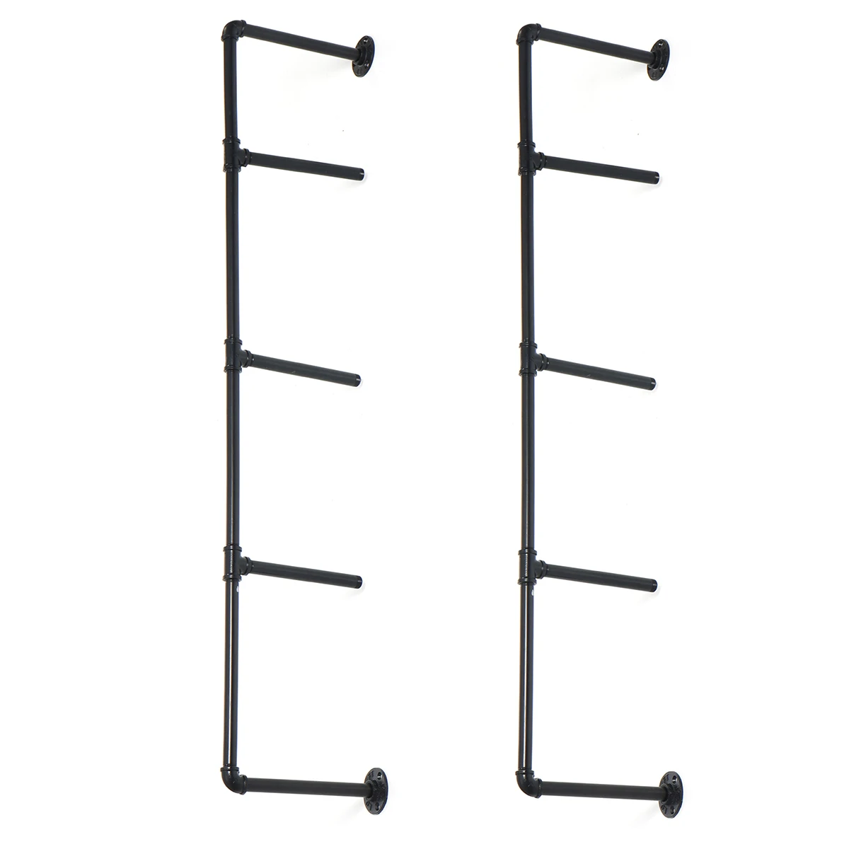 

2 PCS 4 Tier Shelf Wall Shelf Bracket Hanging Storage Shelves Iron Pipe Black DIY Pipe Shelves Industrial Furniture Black