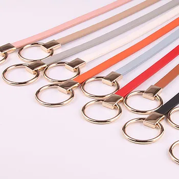 

2019 New female casual round buckle wide belts for women dress jeans belt woman ladies faux leather straps