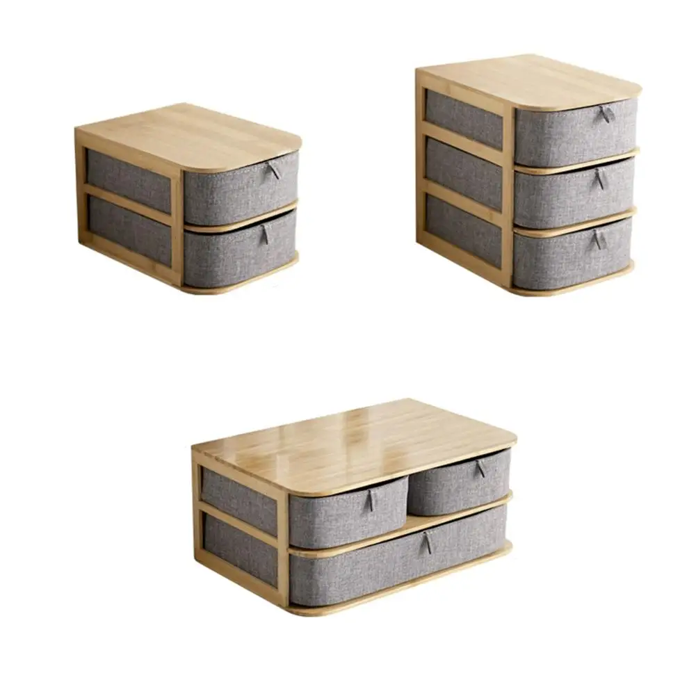 Billige Multi Schicht Schublade Typ Bambus Holz Desktop Storage Box Multifunktionale Haushalt Büro Finishing Box Schränke Organizer