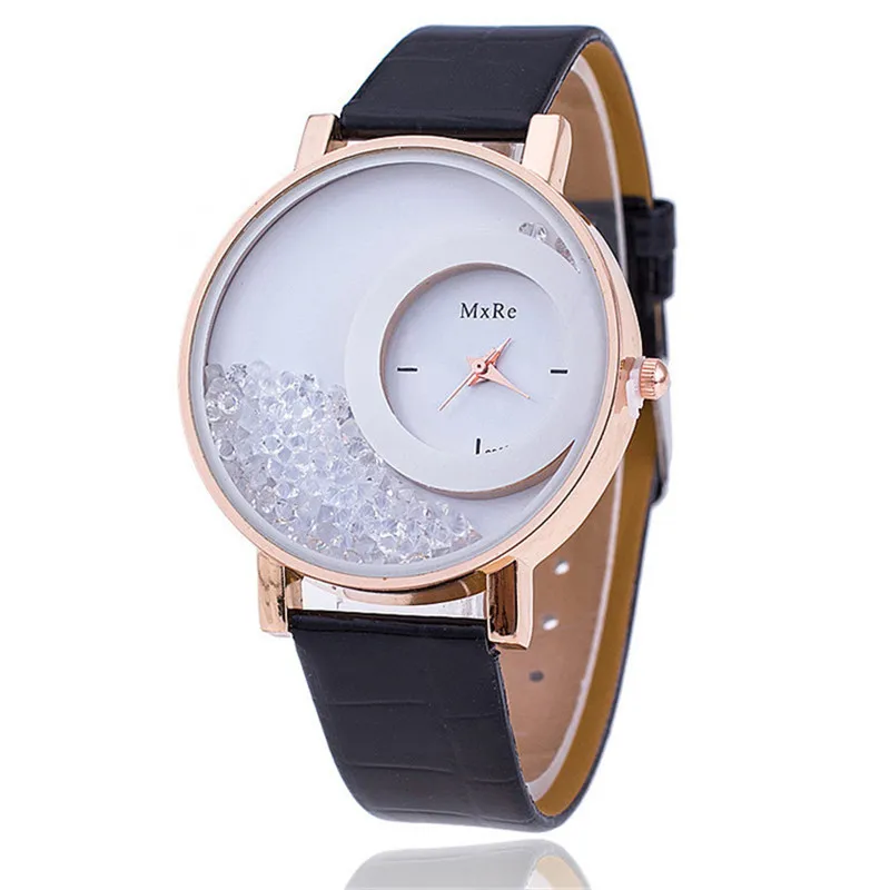 

New Fashion Leather Strap Women watches Rhinestone Wrist Watch Casual Women Dress Watches for lover gift Hot Relojes hombre 2017