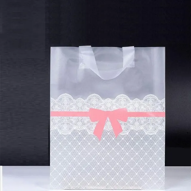 Buy 25pcs/lot Pink Bow tie Clear Large Plastic Bags