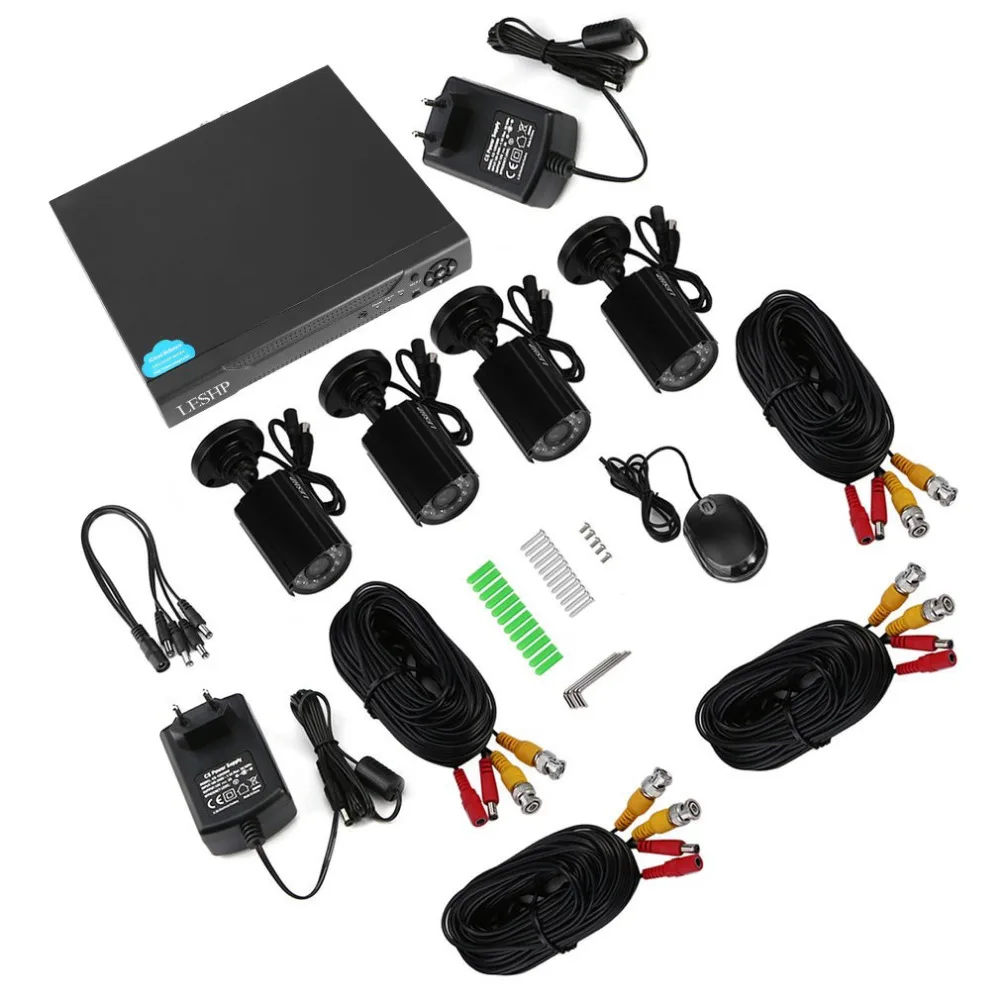 LESHP 4CH NVR Wifi Wireless HD 720P IP Camera System Night Vision Waterproof BE