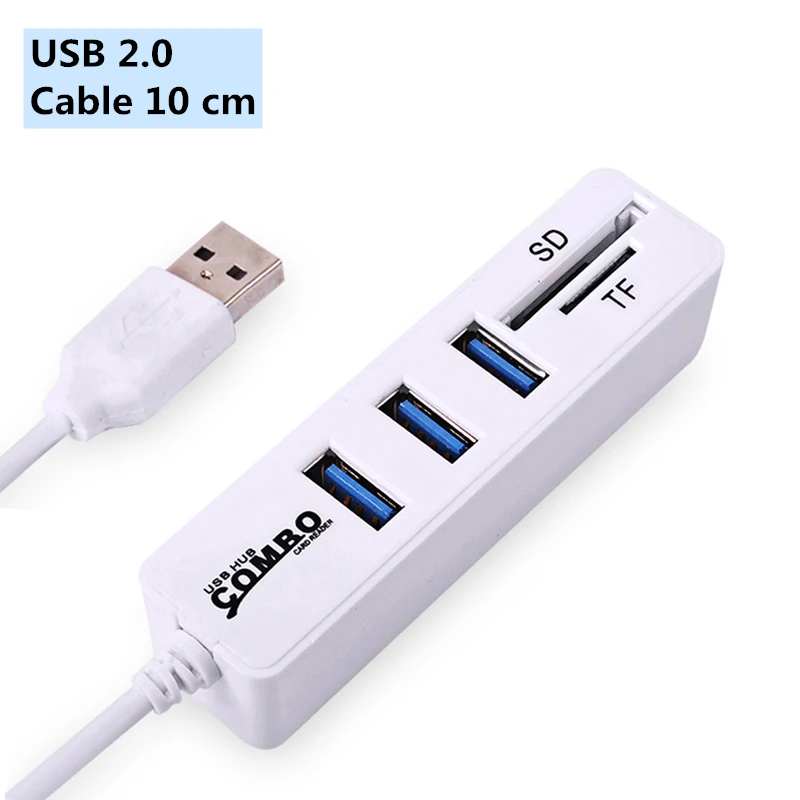 IMice usb-хаб 3,0 Мульти USB 3,0 концентратор разветвитель порт 3/6 несколько USB Hab SD кард-ридер высокоскоростной Usb комбо для компьютера ноутбука - Цвет: USB2.0 White-3port