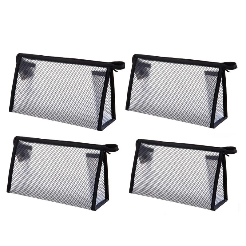 4 Piece Cosmetics See Through Make up Zipper Translucent