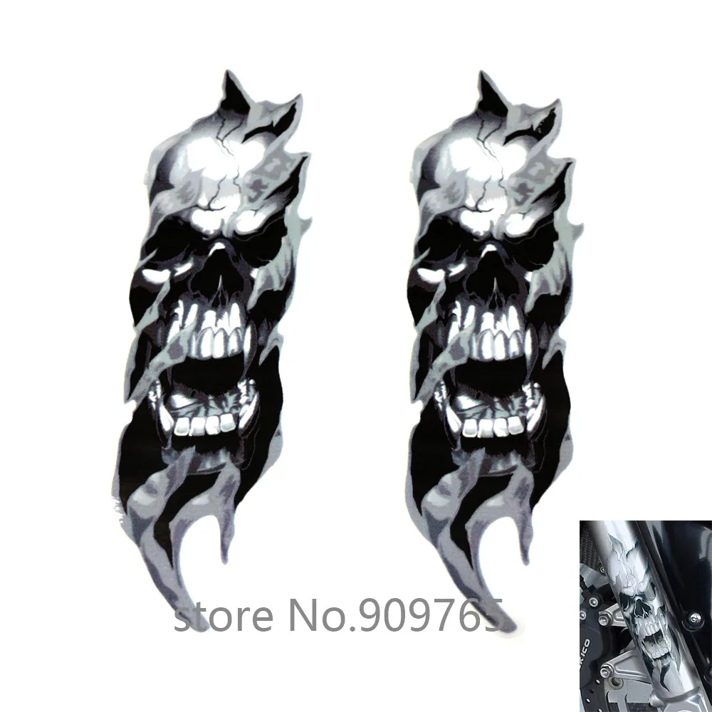 

Motorcycle Front Fork Skull Decals Stickers For Harley Sportster Dyna Electra Glide Softail Street Glide Touring