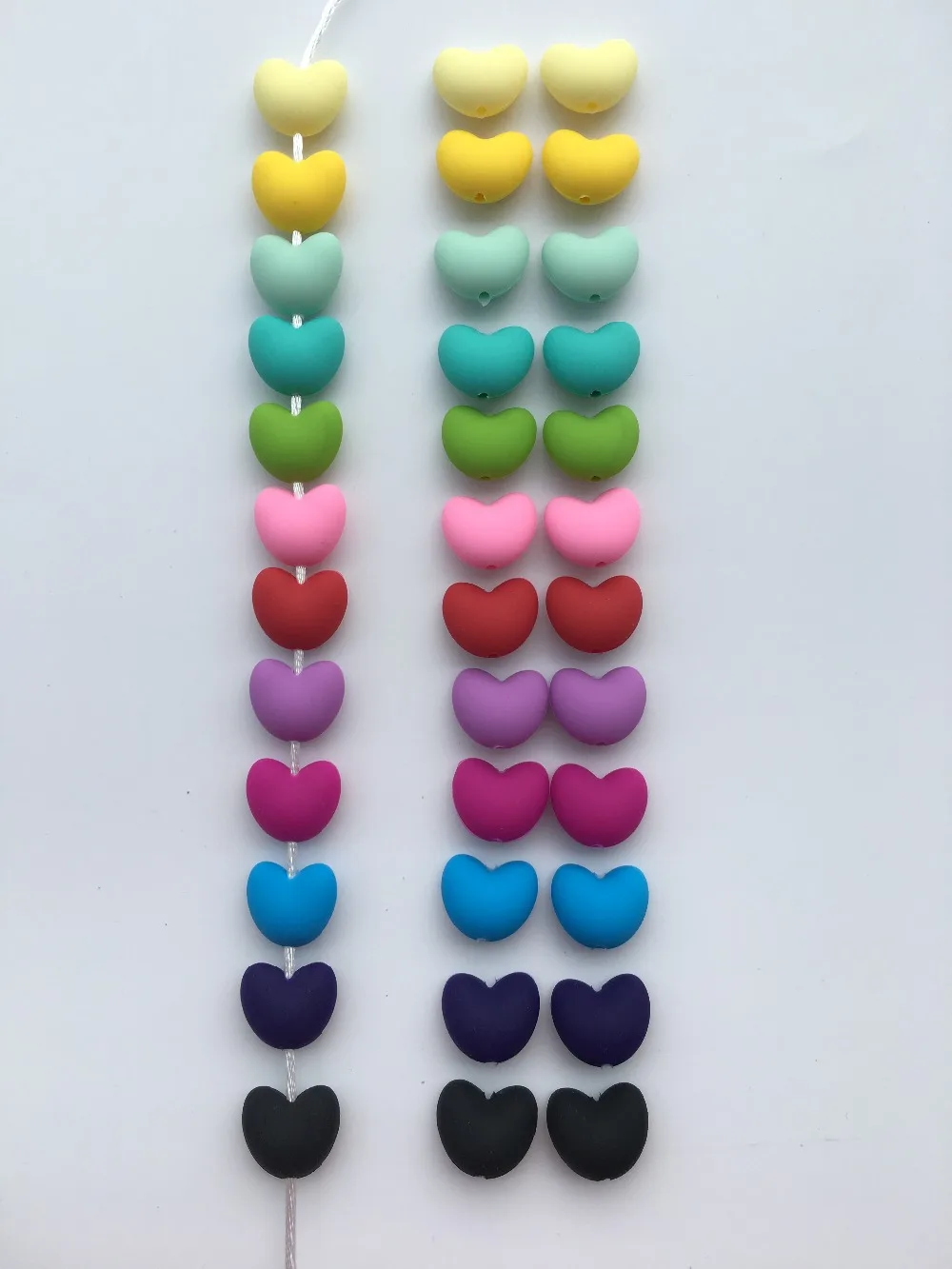 

12MM 100PCS Colorful Silicone Heart Shape Bead DIY Chew Beads Pacifier Chain Necklace Baby Teether Nippler BPA Free Food Safety