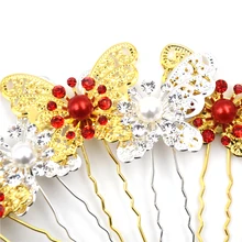 6 шт. заколки бабочки типа U дизайн гребень женские палочки для волос Свадебные невесты со стразами заколки для волос с кристаллами Размер: 8*4,4 см