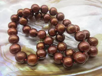

gorgeous 10-11mm south sea chocolate pearl necklace 18inch 14k/20