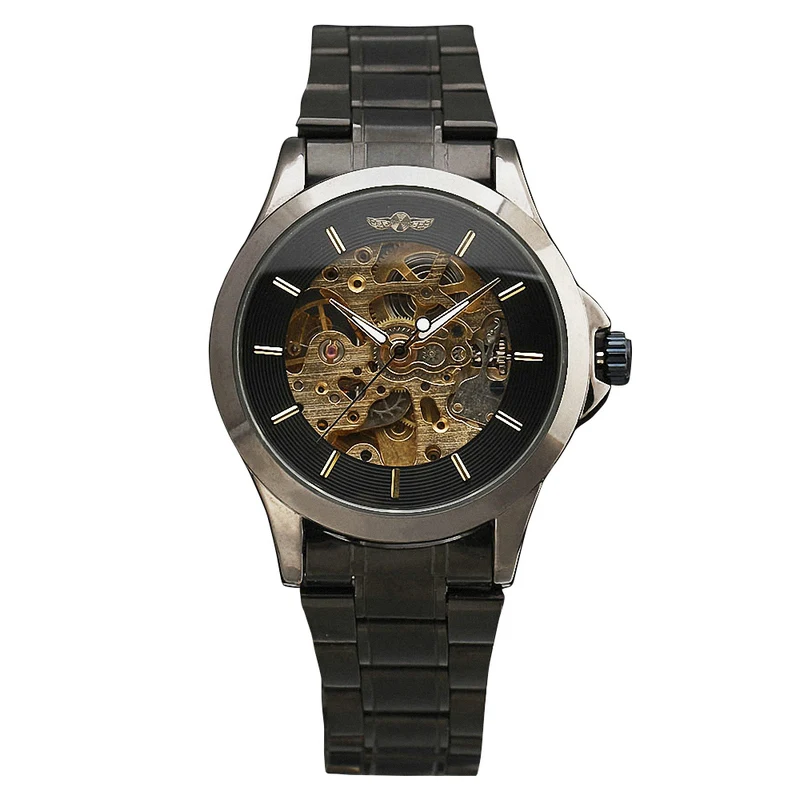WINNER Noble Fromal Business Men s Mechanical Wrist Watch Retro Classic Skeleton Design Golden Movement With