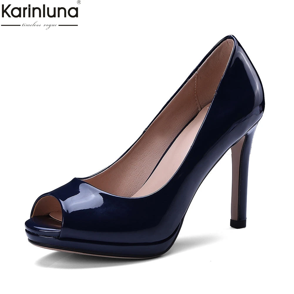 

Karinluna 2019 plus size 34-43 dropship sexy peep toe party women's Shoes Woman elegant high heels summer pumps sandals woman