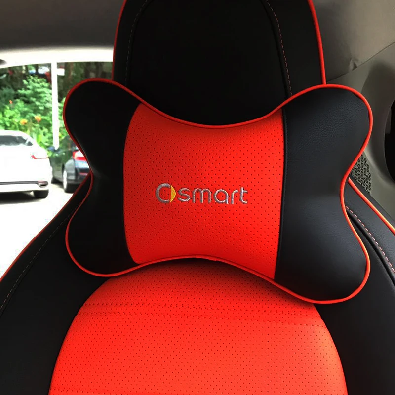 

Car accessory PU Leather headrest memory foam Head Neck Rest Cushion car neck pillow for smart 453 450 451 fortwo forfour