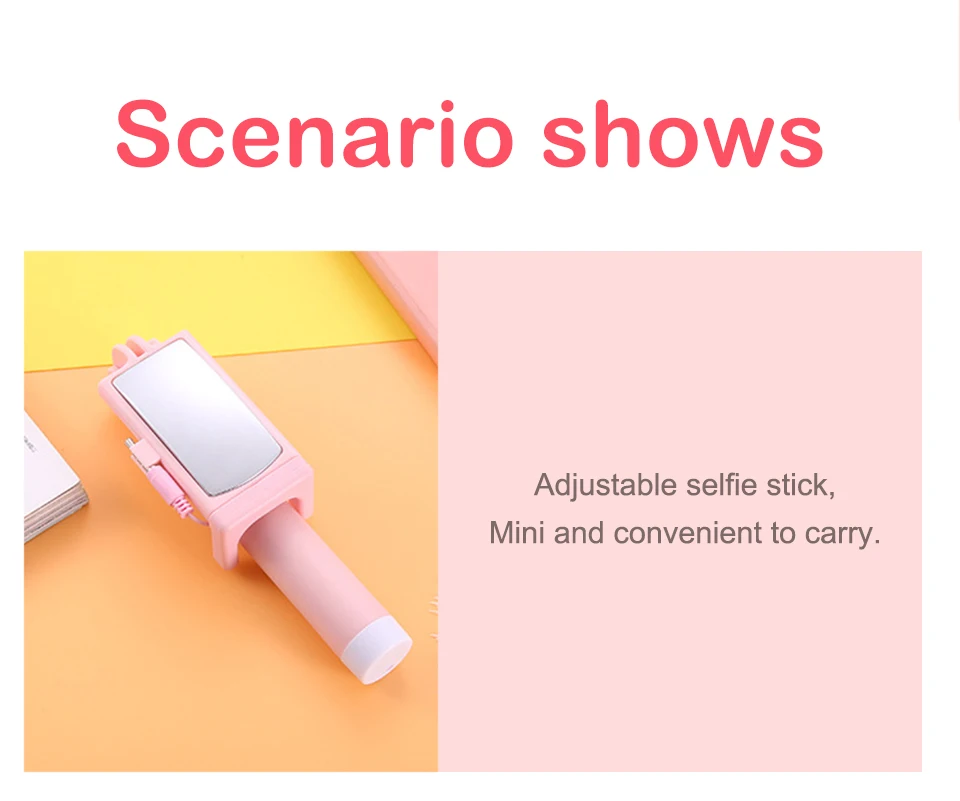 4 Color Mini Extendable Handheld Selfie Stick Stainless Steel Folding Wire Control Android Phone Handheld selfie sticks (12)