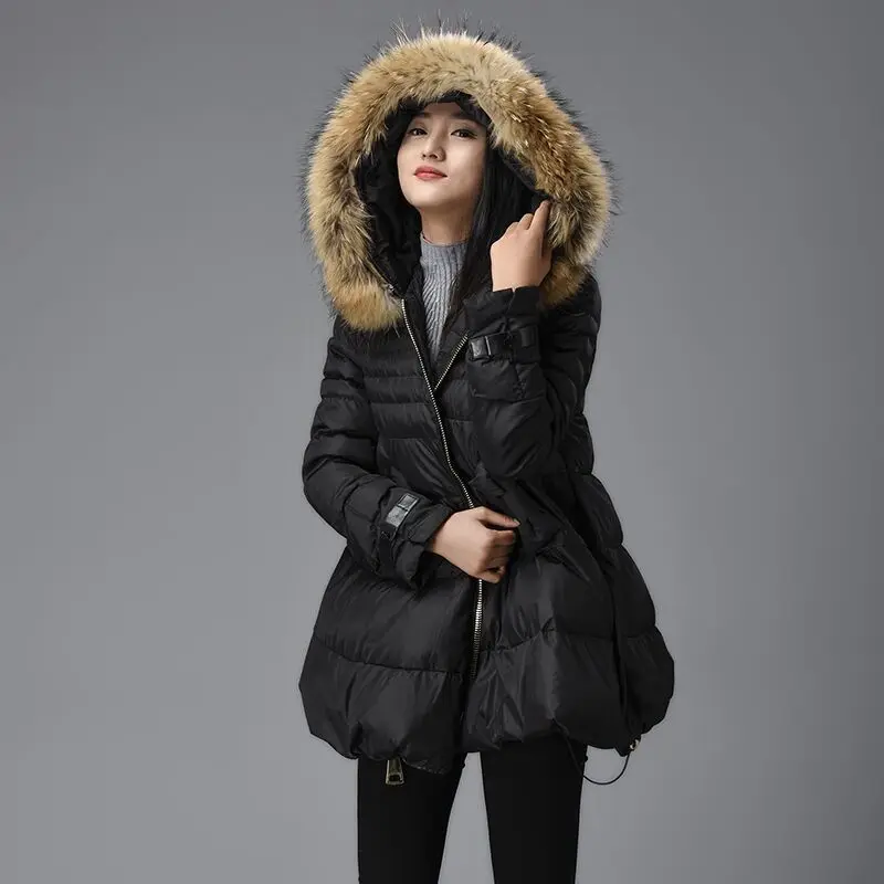 New winter coat Girls hooded long section of thick padded waist coat Y209