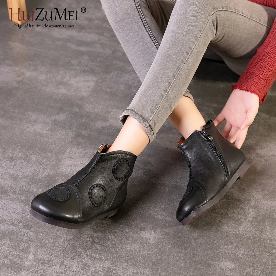 

HUIZUMEI Fashion 2018 Winter Boots Women Shoes Snow Ankle Boots For Women Platform Boots Women's Genuine Leather Ankle Boots