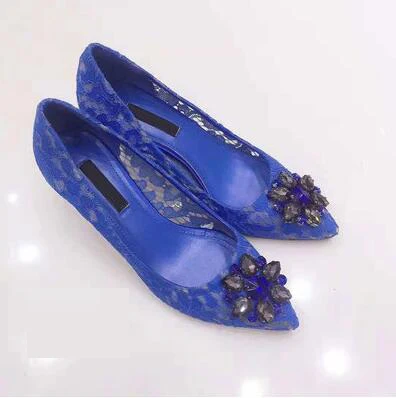 VIISENANTIN/ г. весенне-летние кружевные туфли на высоком каблуке свадебные туфли-лодочки разных цветов с кристаллами и драгоценными камнями женская обувь Красного и телесного цвета - Цвет: blue 6cm heel