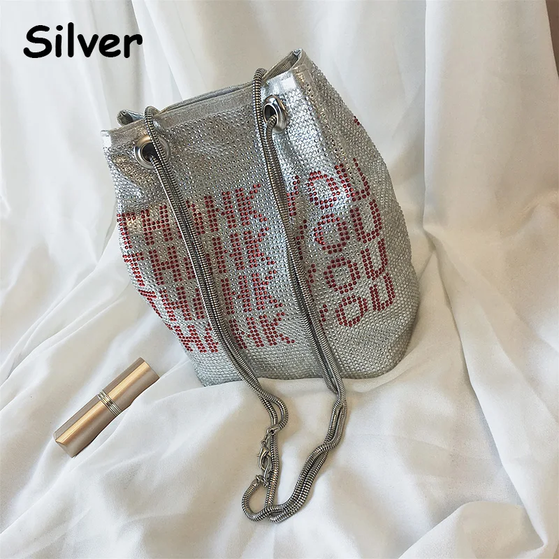 Полная Алмазная женская сумка-мешок с надписью Новая модная высококачественная повседневная сумка через плечо