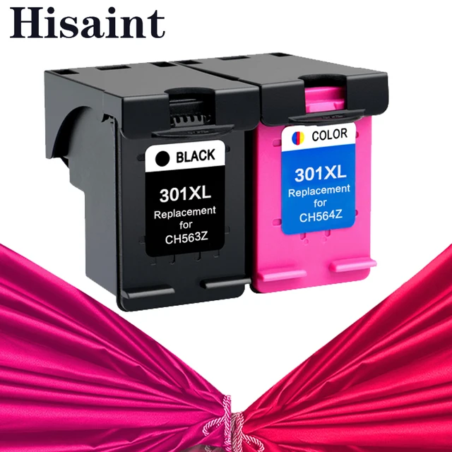 hisaint Listing 2 Pack 301XL Ink Cartridge Replacement for HP 301 xl CH563EE CH564EE for Deskjet