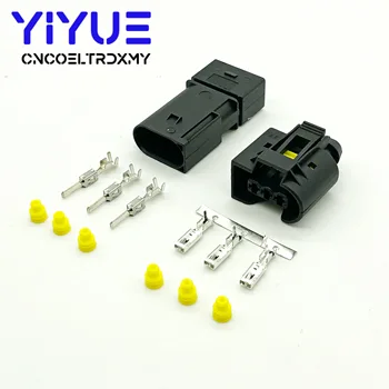 

5 Sets 3 pin Injector ABS Sensor Electrical Wire Connector Female And Male socket 09 4413 11 / 22140492050 For Benz BMW Kostal