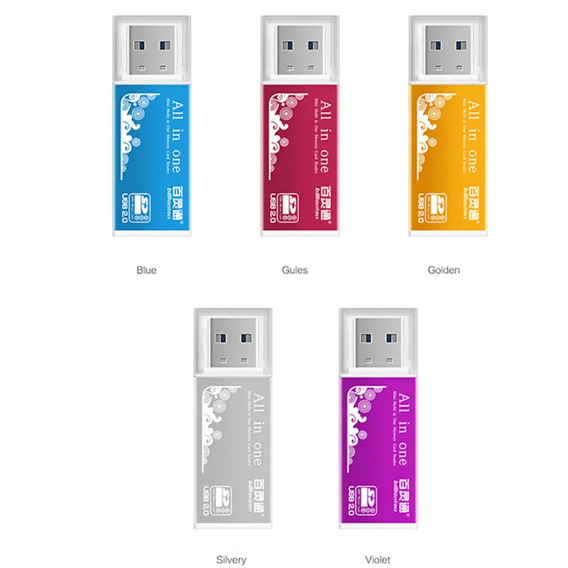 4-in-1 Aluminum Shell Metal Card Reader USB2.0 All-in-one High-speed Universal SD TF Card Reader  MMC Card  Readers
