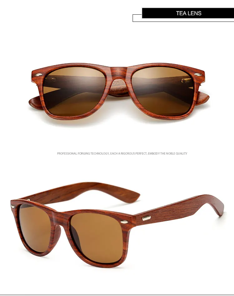Новые модные женские мужские бамбуковые деревянные солнцезащитные очки, очки ручной работы с зеркальным покрытием UV 400, защитные линзы - Цвет линз: Tea Lens