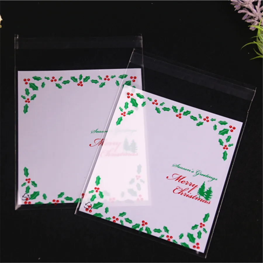 Дизайн 100 шт./лот 10x13 см Счастливого Рождества для томатного соуса пластики Bonbon упаковка для рождественских конфет Пластик самоклеющиеся пакеты