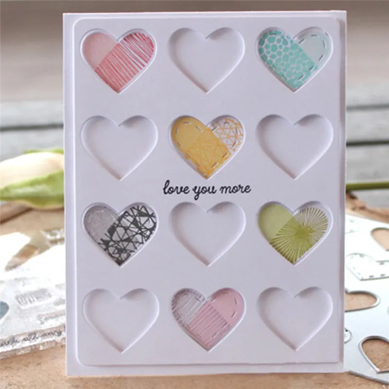 

DiyArts Love Background Metal Cutting Dies New 2019 for Craft Dies Scrapbooking Album Embossing Die Cut Heartshaped Hollow Cover