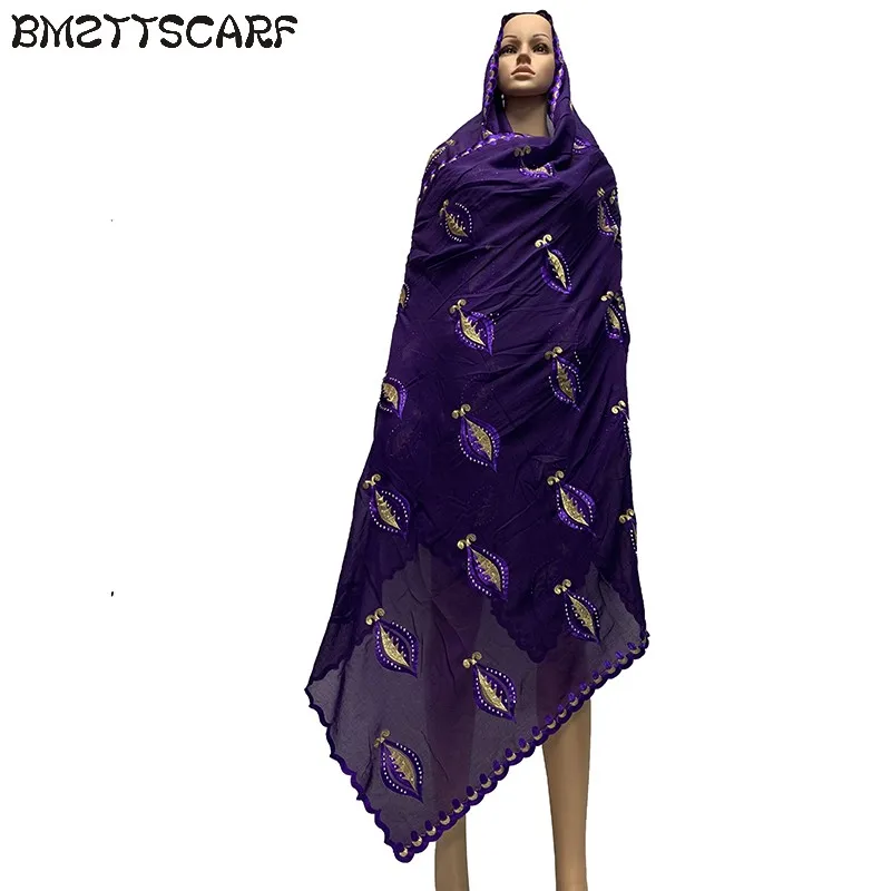 Новое поступление африканские женские шарфы мягкий хлопковый шарф большой дизайн вышивки на спине длинные шали платок BM785
