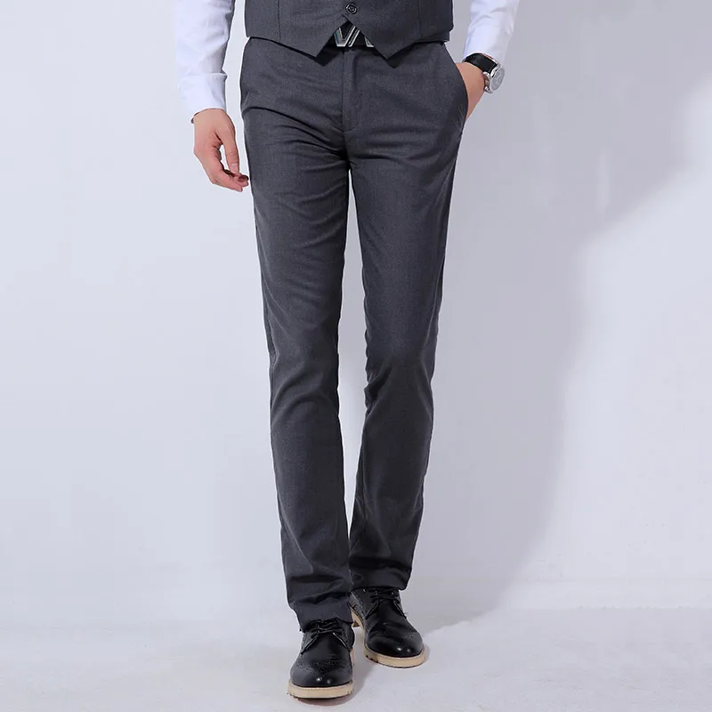 Pure col Men Suits Pants 28 29 30 31 32 34 36 38 Blue black red gray Business Casual Man Suit Trousers Popular Commodity 2018