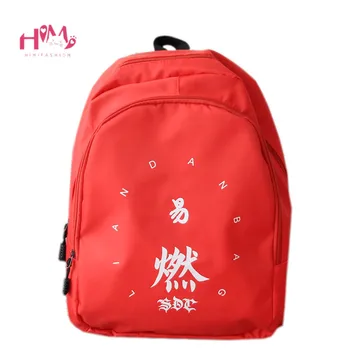 

2018 Harajuku Gothic Backpack For Girls Women Black Back Pack Chinese Letter Printed Street Daypack Hip Hop School Large Red Bag