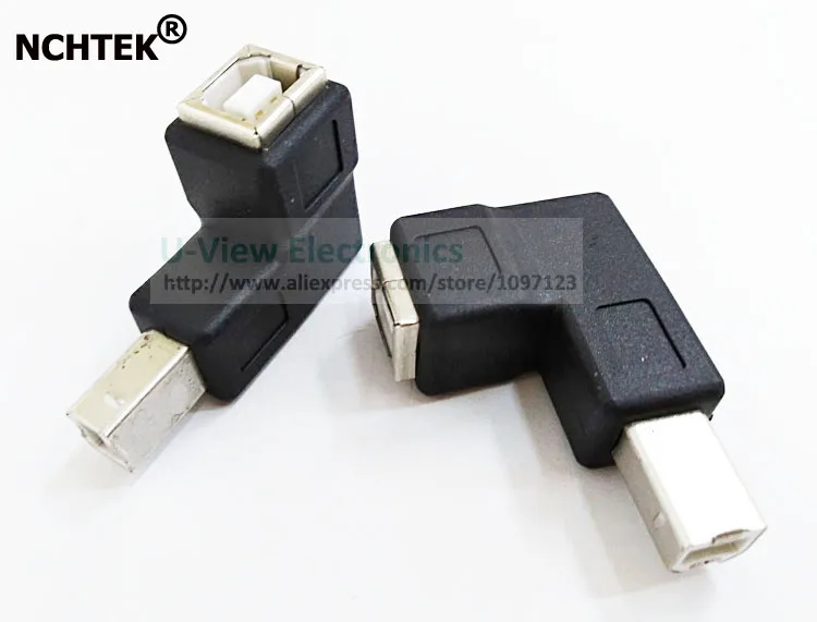 

NCHTEK 90 Degree USB 2.0 B Type Male to Female Extension Adapter For Printer Scanner Hard Disk/Free Shipping/5PCS