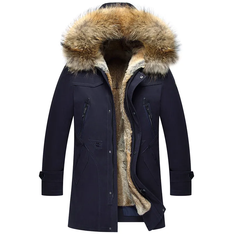 

Mens Fur Jackets Winter Male Hooded Winter Coats Snow Outerwear Tops Windbreakers Big Size Overcoat Natural Fur 2018 Luxury