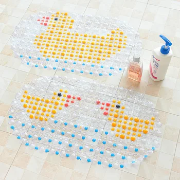 

Drop Shipping Bathroom Pad Safety Cartoon PVC Bath Mat Colored Non-Slip Suction Cup Transparent Shower Mat hotel Tapis de bain