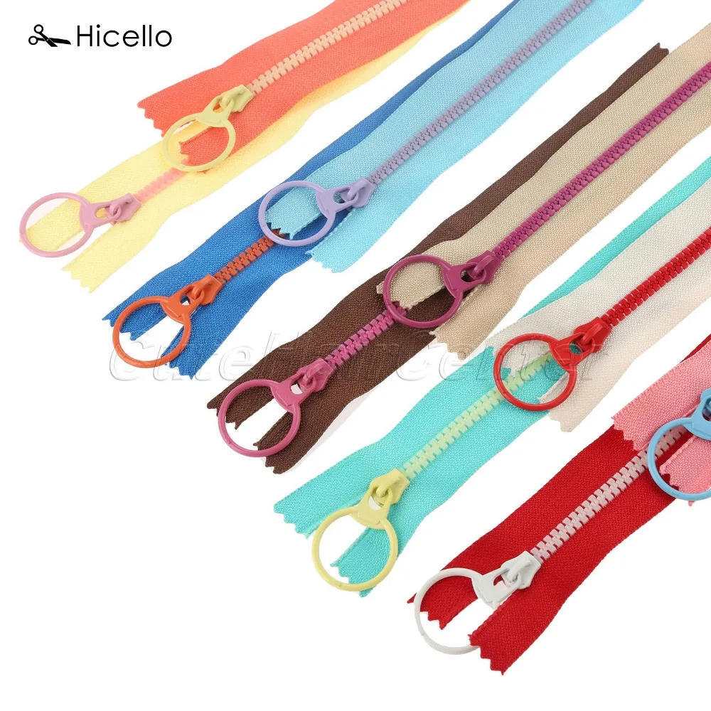 

Hicello 10PCS/bag Resin Zippers Lifting Ring Quoit Zipper DIY Handmade Sewing Craft Bag Garment Material CONTRAST COLOR 3#