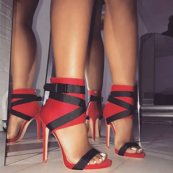 KARINLUNA/ г. Большой размер 43, красные, черные сандалии-гладиаторы женская обувь летние женские босоножки на высоком каблуке 11,5 см пикантная обувь