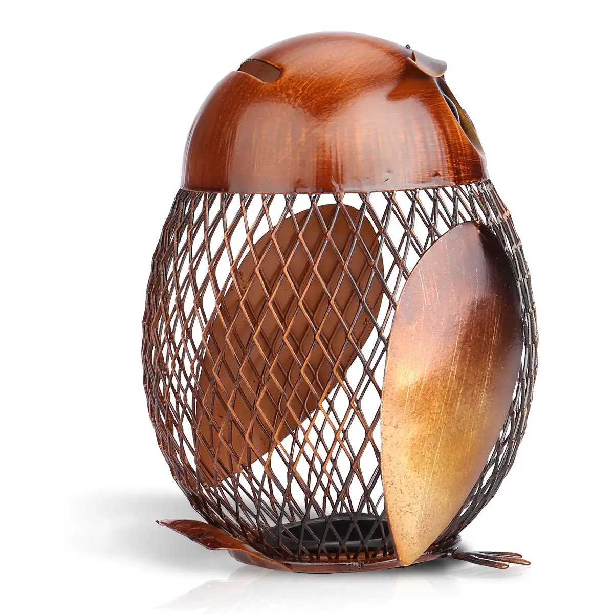 Kopen Uil Vormige Muntautomaat Metalen Home Decor Muntautomaat Moderne Ontwerp Mesh Leuke Spaarpot Home Decoratie Kerst Nieuwe Jaar gift