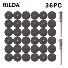 HILDA 36 шт. смолы режущий диск комплект для Dremel роторный хобби инструмент Бит Dremel аксессуары плюс 2 шт. оправки