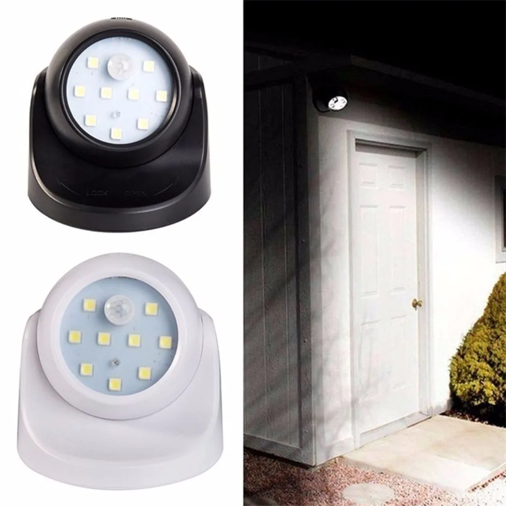 9 LEDs 360 Degree Rotation Motion Sensor PIR Night Light Battery