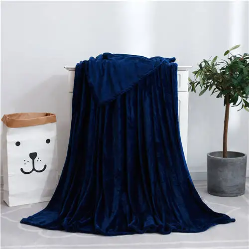 Супер мягкие переносные фланелевые одеяла 19 цветов, коралловый флис, летняя зимняя простыня, покрывало для дивана, клетчатые одеяла на кровать - Цвет: Dark blue