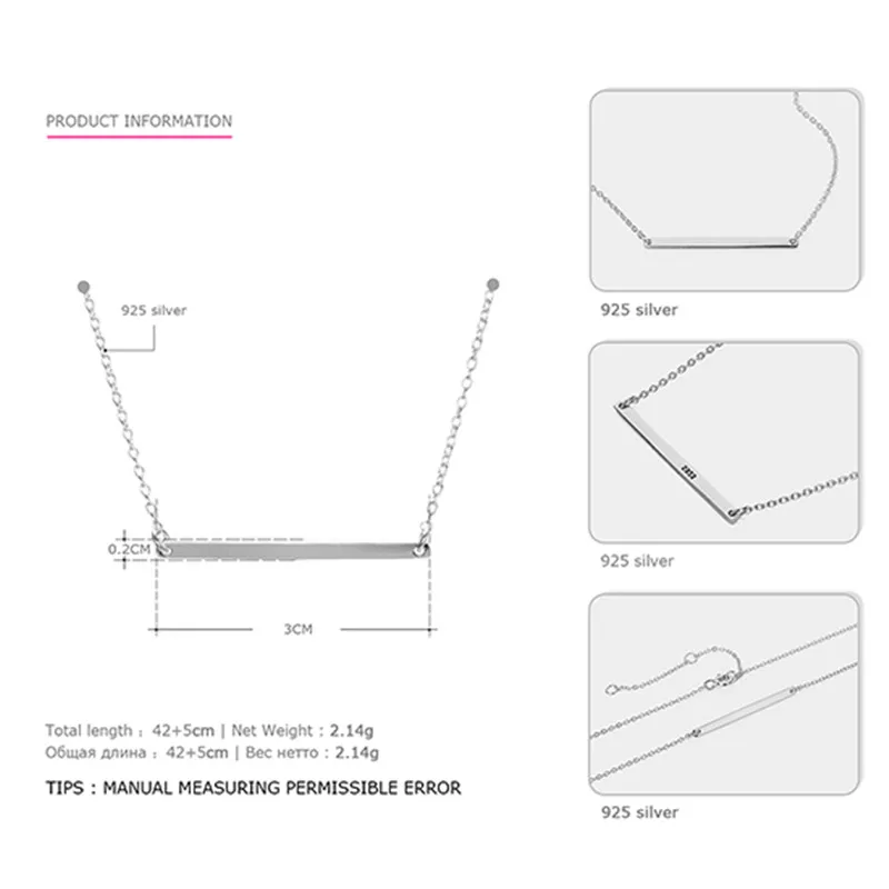 CC стерлингов Серебряные ожерелья для Для женщин простой дизайн, классические длинные подвеска цепь карьера Jewelry простые аксессуары CCN306 - Окраска металла: Silver