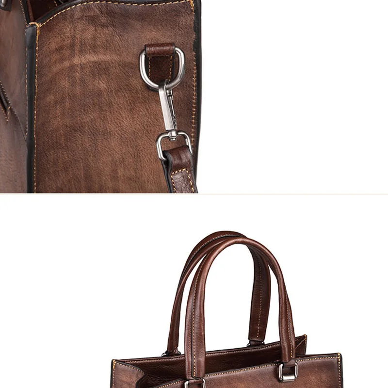 AETOO Leather women's bag, head cowhide shopping bag, retro college wind bucket bag, single shoulder oblique cross handbag