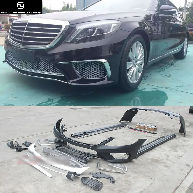 W222 S320 S400 S500 S600 S63 AMG стиль PP Комплекты кузова передний бампер задний боковые юбки