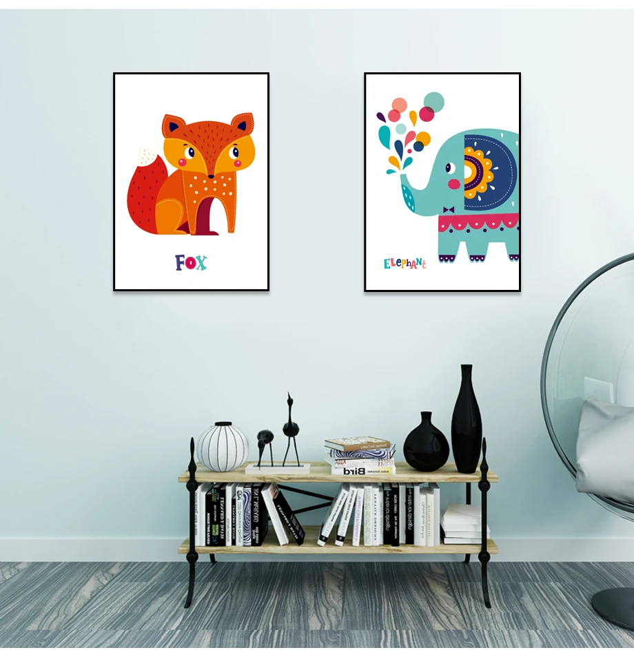Wall Pictures Art Print Poster Fox And Elephant Waterproof Ink Design Painting Brand Home Decoration New Canvas Printings  (6)