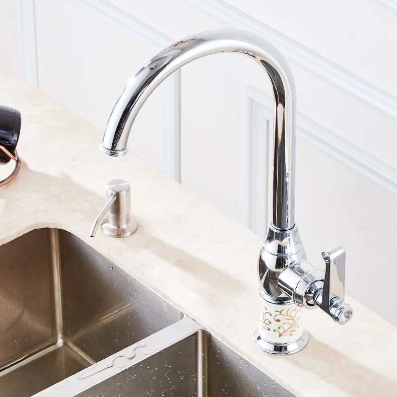 Kitchen Faucet Deck Mounted Oil Rubbed Bronze White Porcelain Body,Black Brass 360 Degree Swivel,Taps Ceramic Kitchens Kitchen Faucet Deck Mounted Oil Rubbed Bronze White Porcelain Body,Black Brass 360 Degree Swivel,Taps Ceramic Kitchens