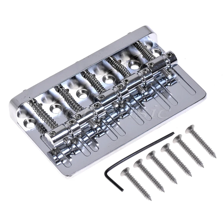 12pcs New Chrome 5 String Bridge Marrel Saddle Thru Hardtail For Electric Guitar Bass Replacement | Спорт и развлечения
